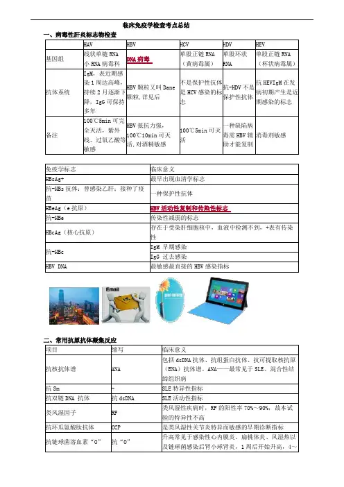 临床免疫学检查考点总结