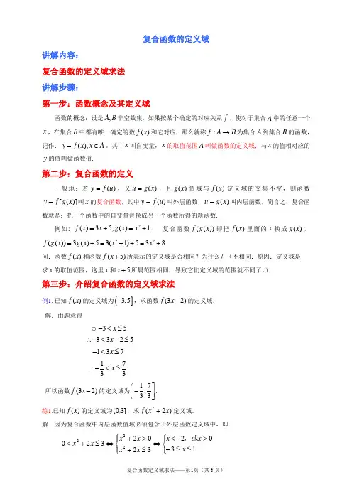 (完整版)高一必修一数学-复合函数定义域