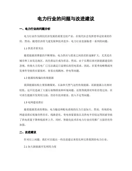 电力行业的问题与改进建议