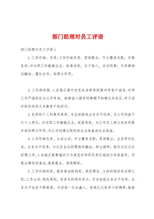 部门经理对员工评语
