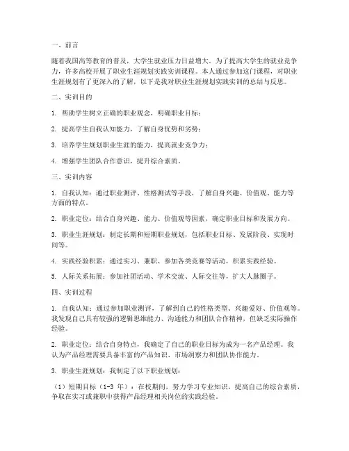 职业生涯规划实践实训报告