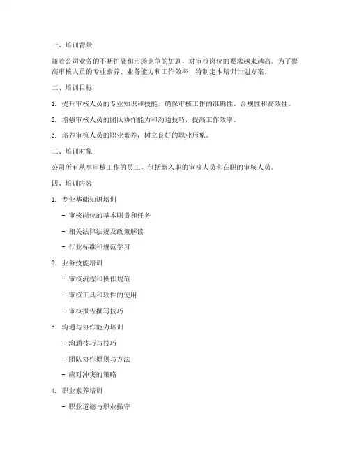 审核岗位培训计划方案模板