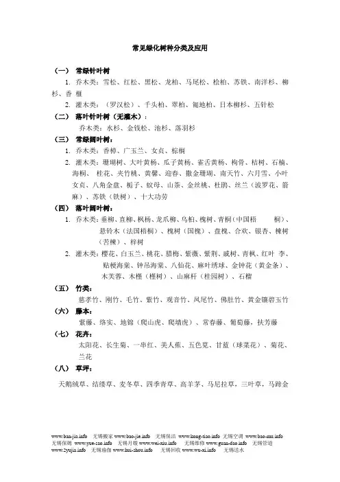 常见绿化树种分类及应用
