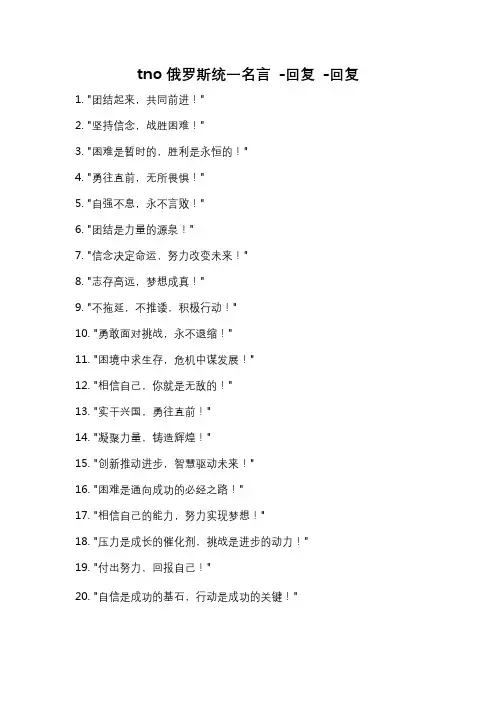 tno俄罗斯统一名言 -回复 -回复