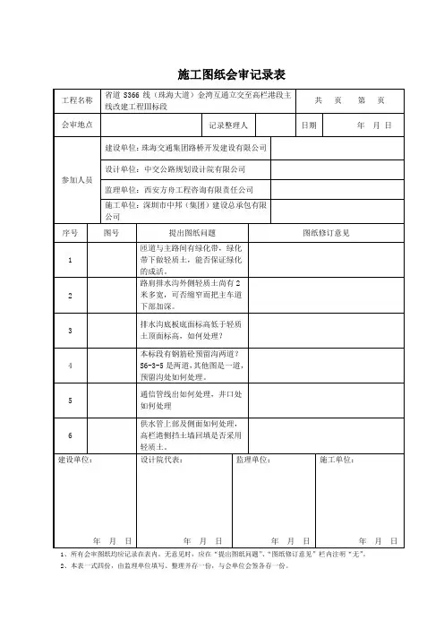 图纸会审记录表1