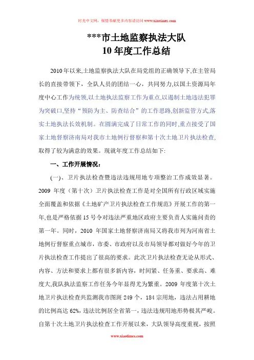 2010土地执法队工作总结