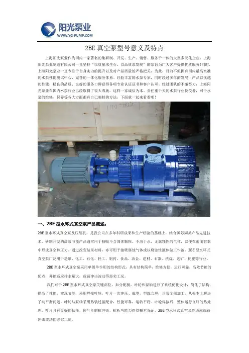 2BE真空泵型号意义及特点
