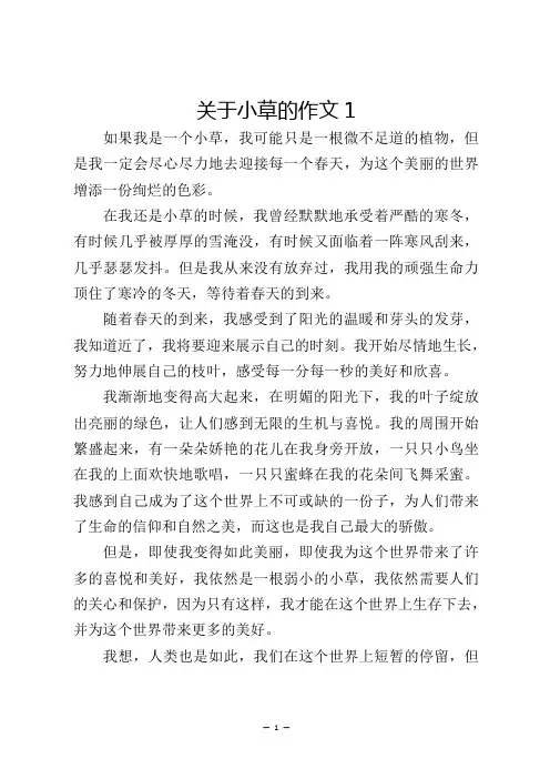 关于小草的作文(精选10篇)