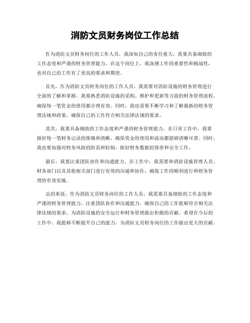 消防文员财务岗位工作总结