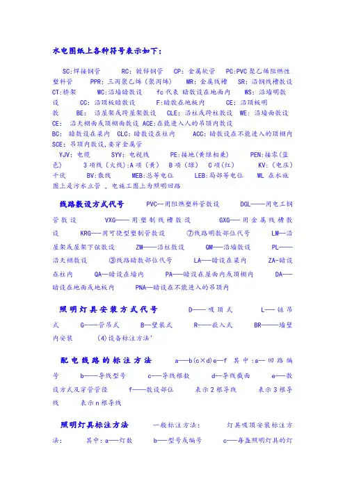 水电图纸上各种符号表示