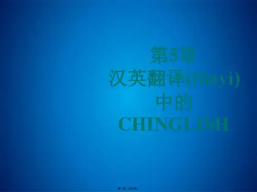 第5章 汉英翻译的CHINGLISH汉译英 教学课件(共42张PPT)