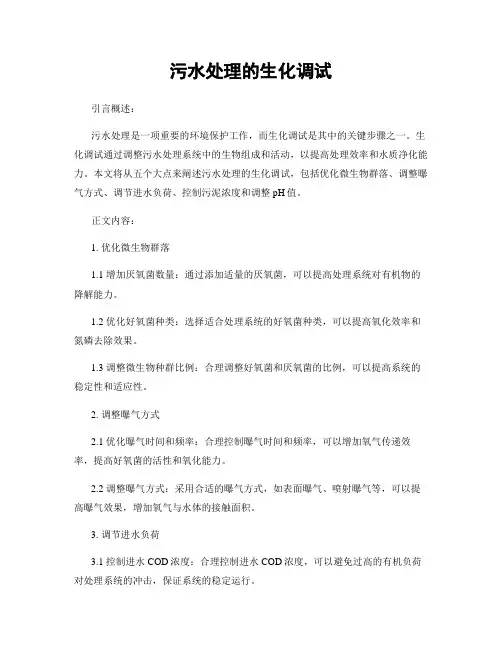 污水处理的生化调试
