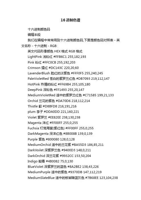 16进制色谱