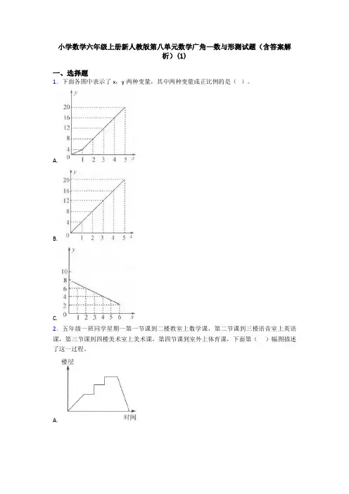 小学数学六年级上册新人教版第八单元数学广角—数与形测试题(含答案解析)(1)