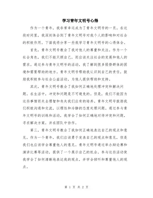 学习青年文明号心得