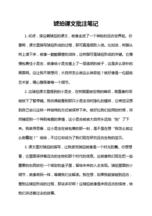 琥珀课文批注笔记