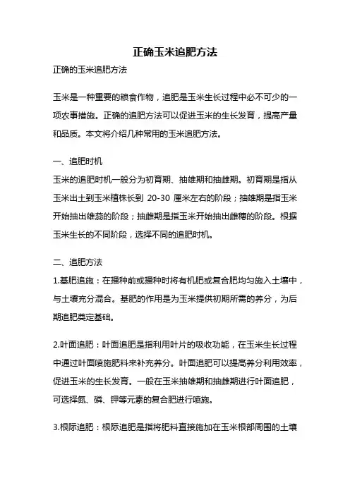 正确玉米追肥方法