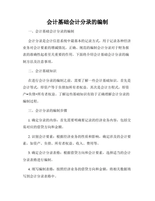 会计基础会计分录的编制