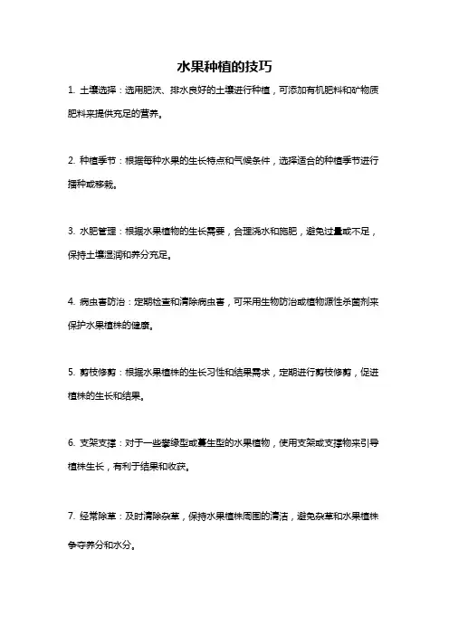 水果种植的技巧