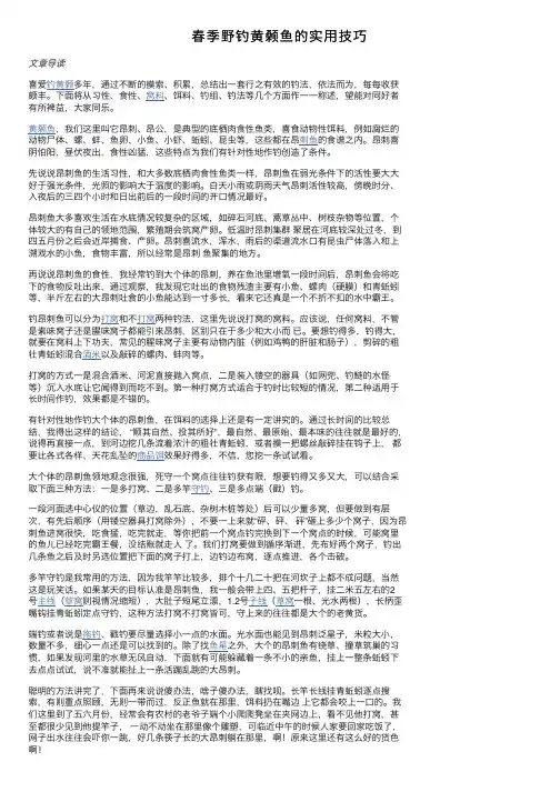 春季野钓黄颡鱼的实用技巧