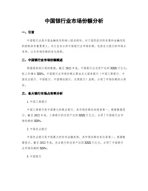 中国银行业市场份额分析