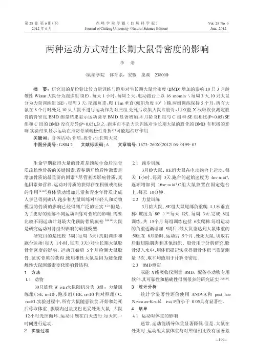 两种运动方式对生长期大鼠骨密度的影响