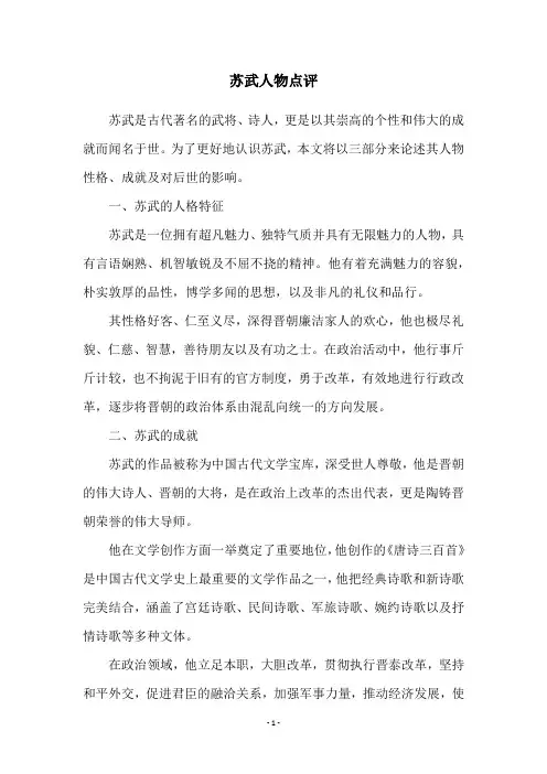 苏武人物点评
