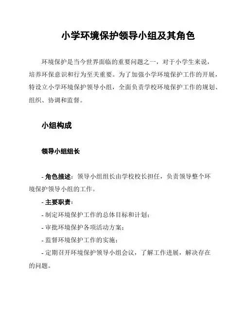 小学环境保护领导小组及其角色