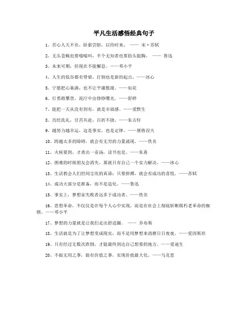 平凡生活感悟经典句子