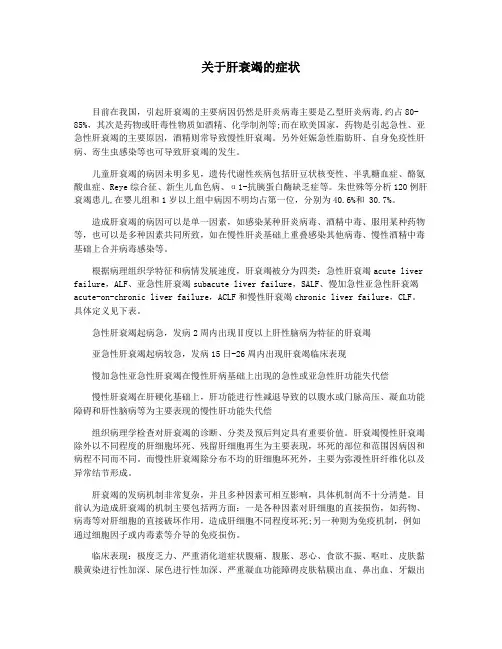 关于肝衰竭的症状