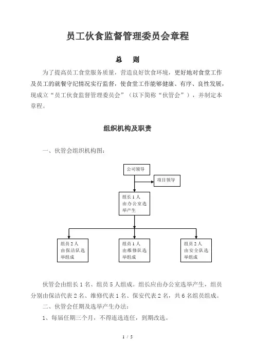 员工伙食监督管理委员会章程
