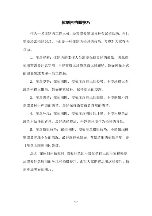 体制内拍照技巧