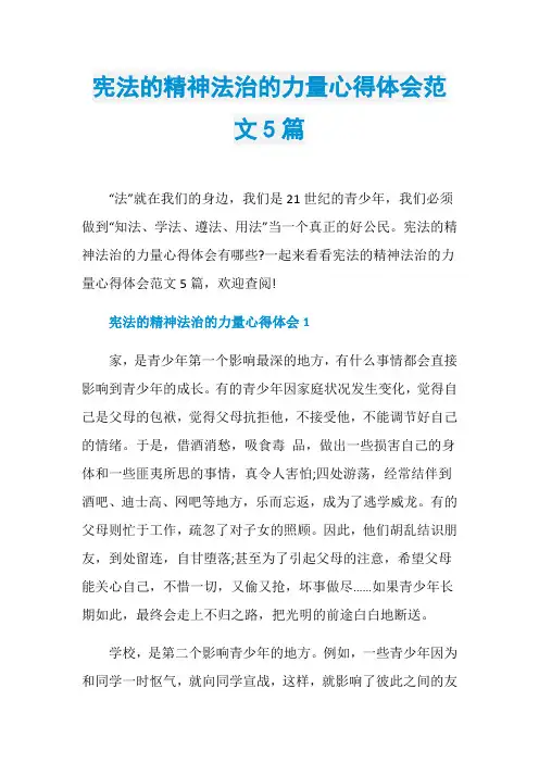 宪法的精神法治的力量心得体会范文5篇