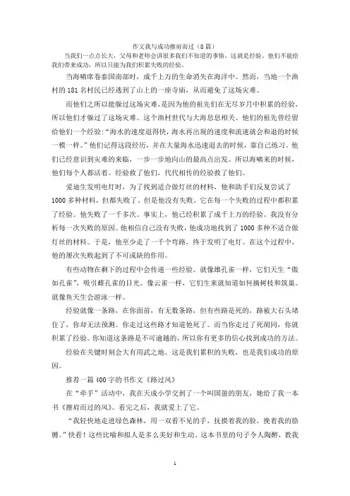 作文我与成功擦肩而过(8篇)