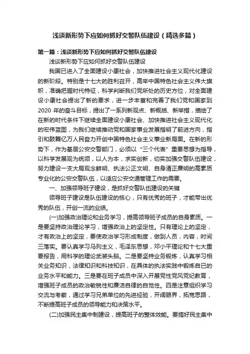 浅谈新形势下应如何抓好交警队伍建设（精选多篇）
