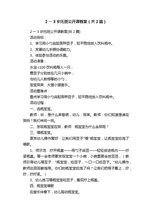 2一3岁托班公开课教案（共2篇）