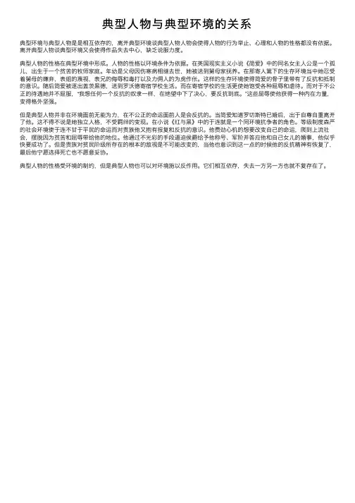 典型人物与典型环境的关系
