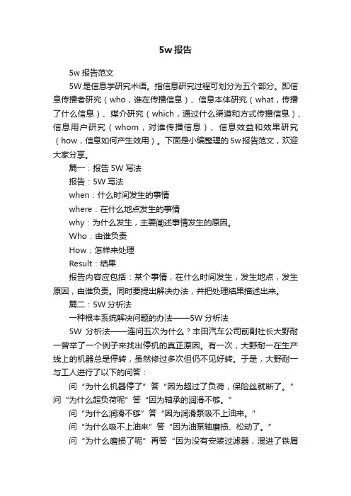 5w报告范文