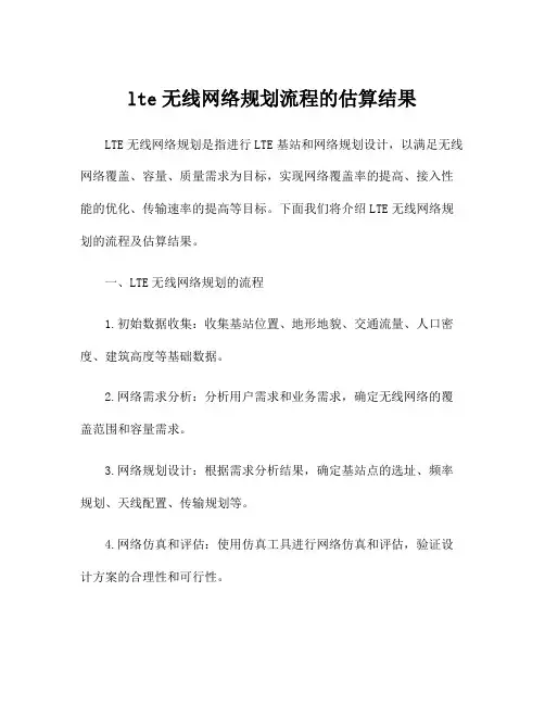 lte无线网络规划流程的估算结果