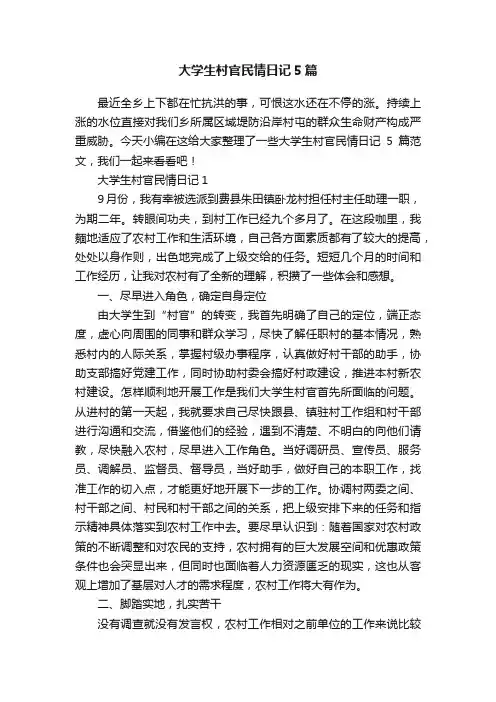 大学生村官民情日记5篇