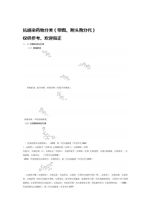 抗感染药物分类带图附头孢分代