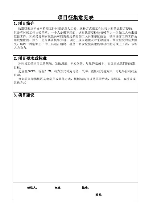 项目征集意见表