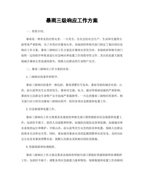 暴雨三级响应工作方案