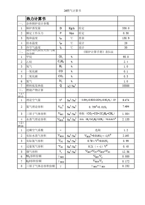 余热锅炉热力计算