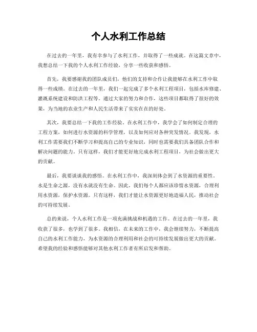 个人水利工作总结