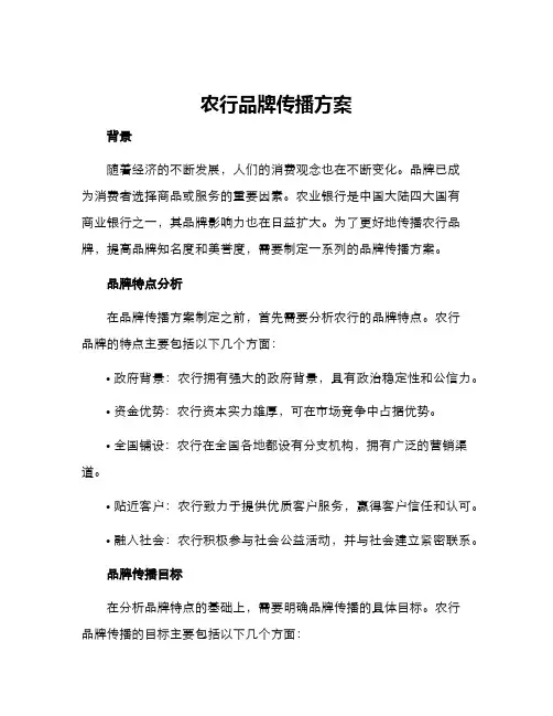 农行品牌传播方案