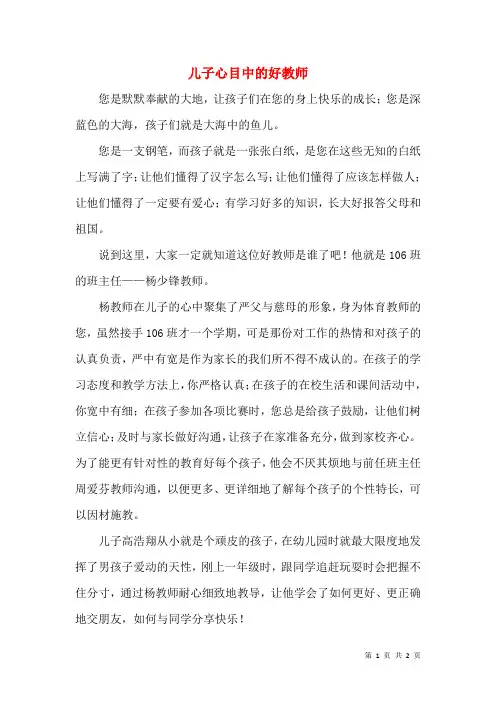 儿子心目中的好老师