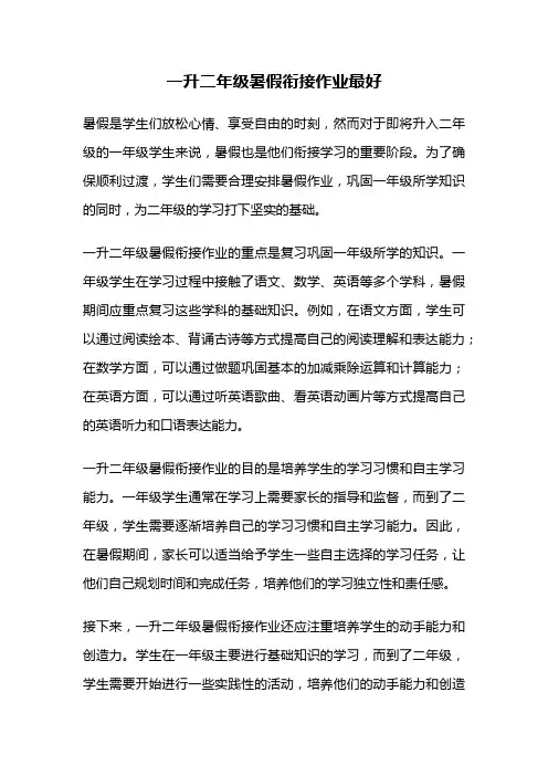 一升二年级暑假衔接作业最好