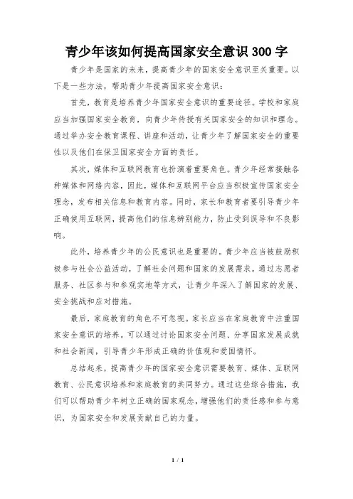 青少年该如何提高国家安全意识300字