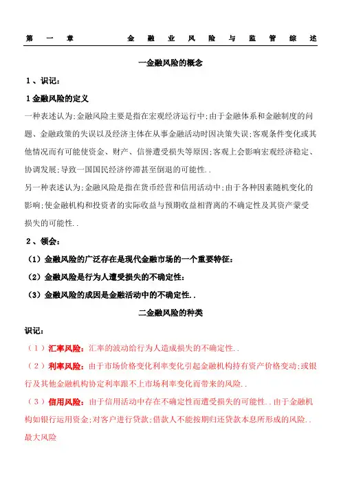 金融风险控制与管理自考复习资料